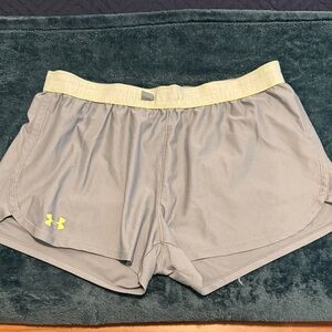 Under Armour Women's Gray and Yellow Athletic Shorts